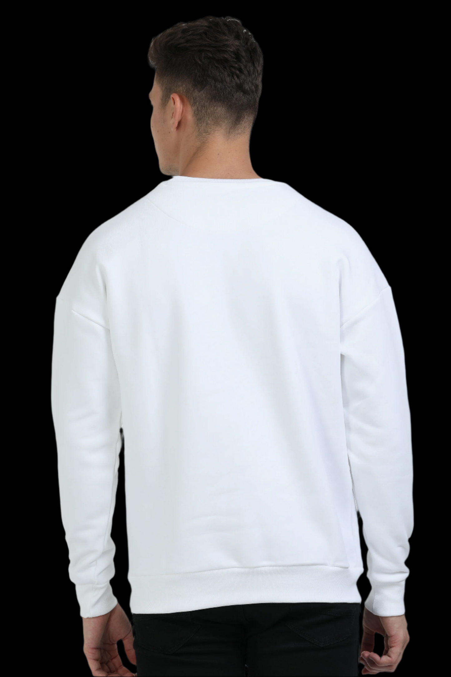 "CALM AADMI" WHITE MATCHING OVERSIZED SWEATSHIRT