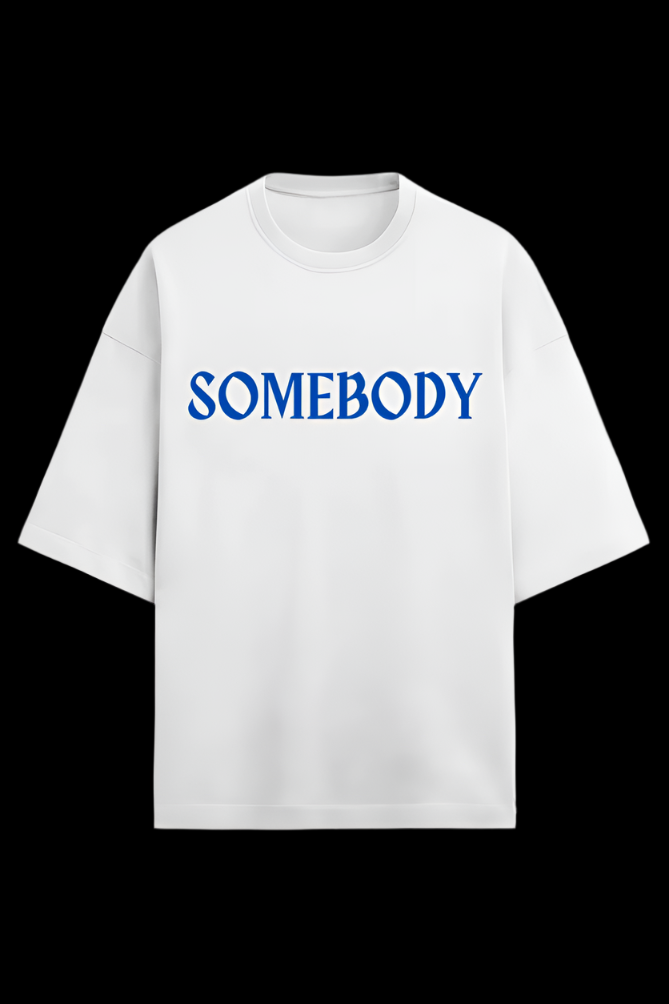 "SOMEBODY" WHITE TERRY OVERSIZED T-SHIRT