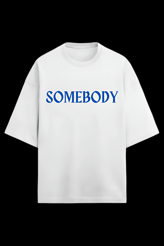 "SOMEBODY" WHITE TERRY OVERSIZED T-SHIRT