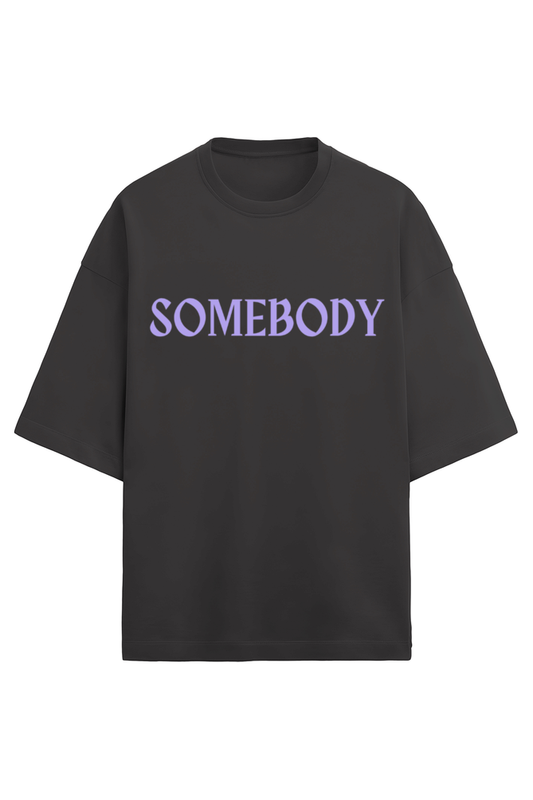 "SOMEBODY" BLACK OVERSIZED TERRY T-SHIRT