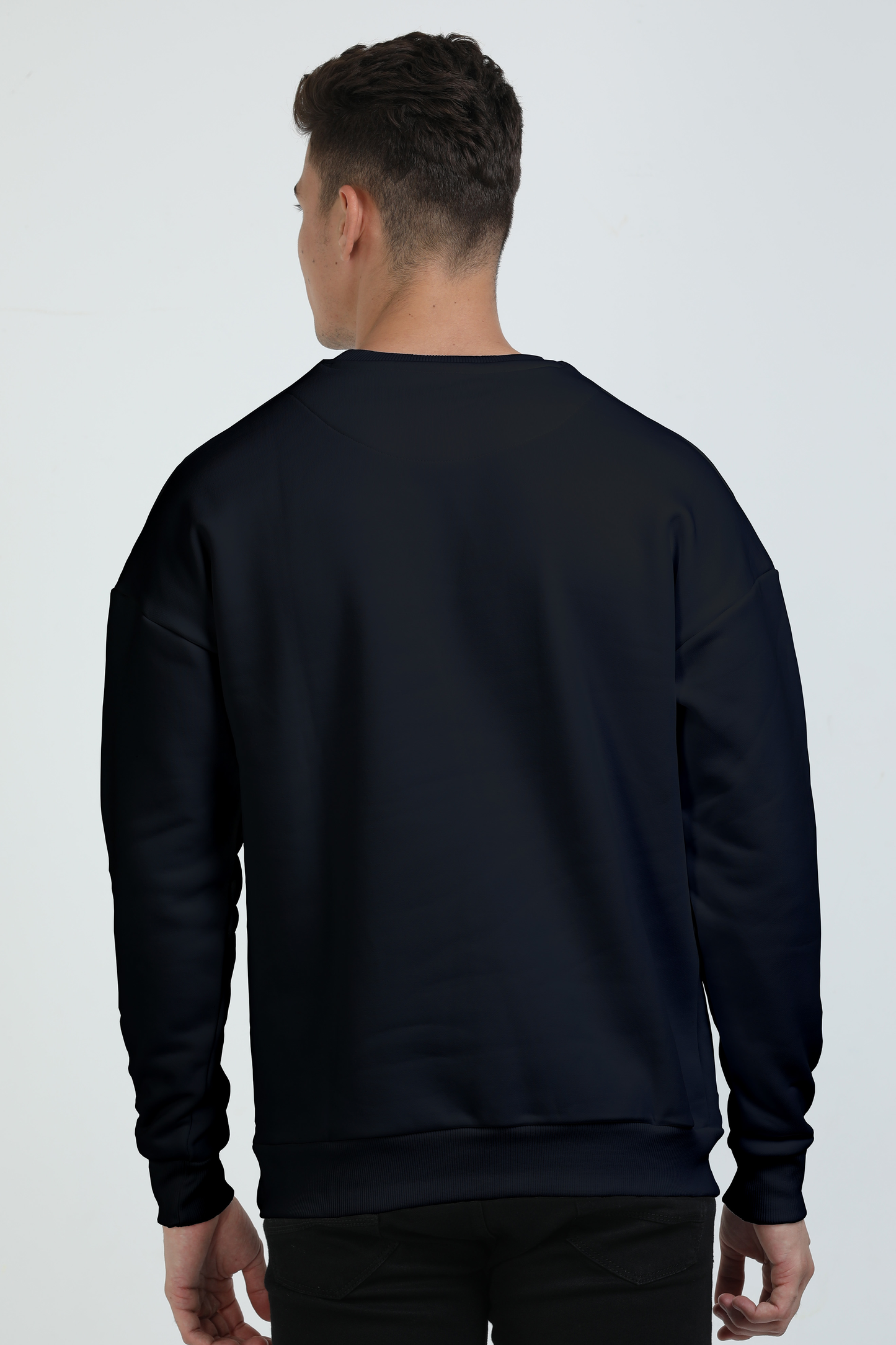 "CALM AADMI" BLACK MATCHING OVERSIZED SWEATSHIRT